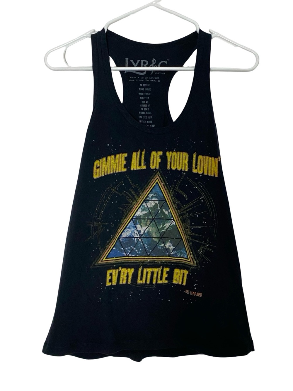 Def Leppard Band Tee Tshirt Tank Top Womens Size Medium Lyric Chest 14 Length 23